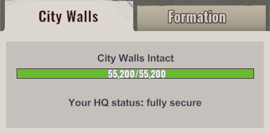 City Walls screen showing the wall durability intact after repair