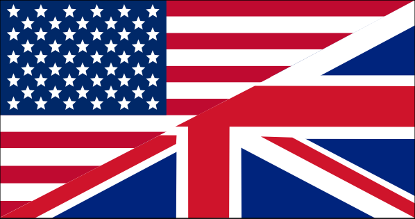 Half United States and half United Kingdom flag